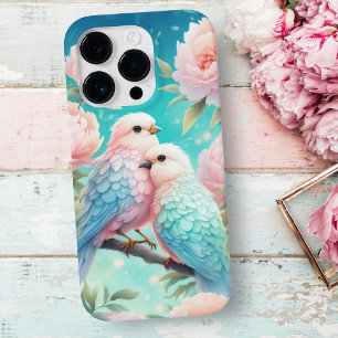 Zachte pastel zangvogels met pioenen Case-Mate iPhone 14 pro hoesje
