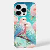 Zachte pastel zangvogels met pioenen Case-Mate iPhone case (Achterkant)