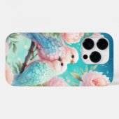 Zachte pastel zangvogels met pioenen Case-Mate iPhone case (Achterkant (horizontaal))