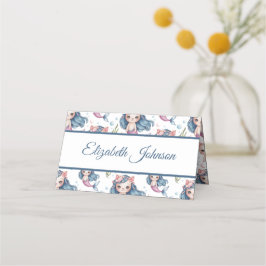 Zachte pastel zeemeermin kitten meisje verjaardag plaatskaartje