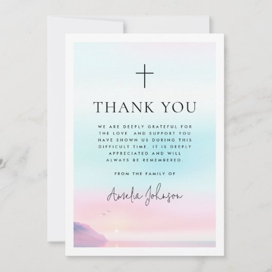 Zachte pastel zonsopgang begrafenissympathie bedankkaart (Voorkant)