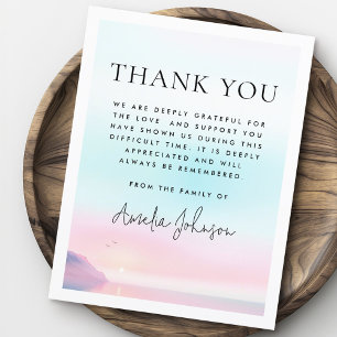 Zachte pastel zonsopgang met vogels begrafenissymp bedankkaart