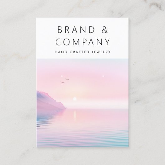 Zachte pastel zonsopgang met vogels oorbel kaart visitekaartje (Voorkant)