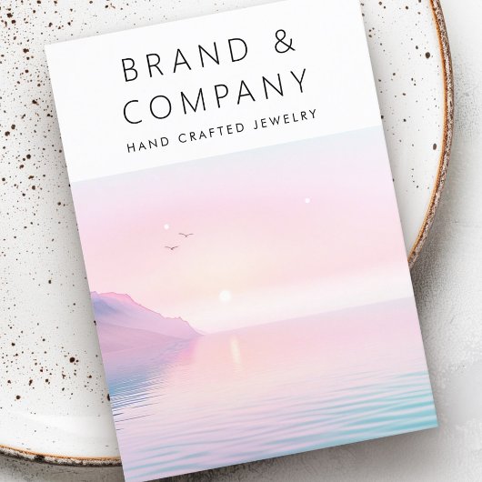 Zachte pastel zonsopgang met vogels oorbel kaart visitekaartje