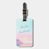 Zachte pastel zonsopgang met vogels scriptnaam bagagelabel (Voorkant verticaal)
