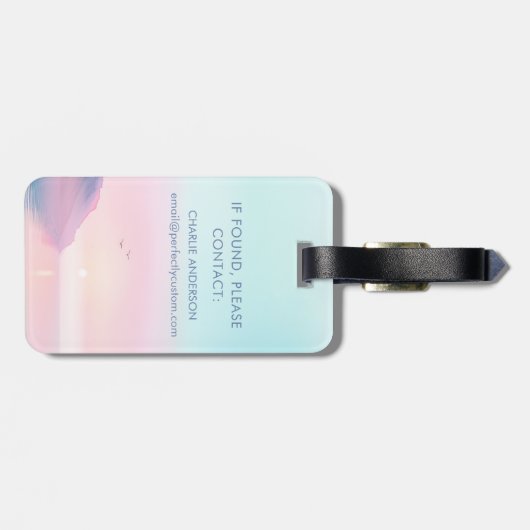 Zachte pastel zonsopgang met vogels scriptnaam bagagelabel (Achterkant horizontaal)