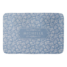 Zachte Pastelblauw & Grijs Witte Bloemige Boho Pat Badmat