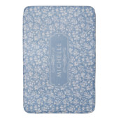 Zachte Pastelblauw & Grijs Witte Bloemige Boho Pat Badmat (Voorkant Verticaal)