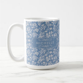 Zachte Pastelblauw & Grijs Witte Bloemige Boho Pat Koffiemok