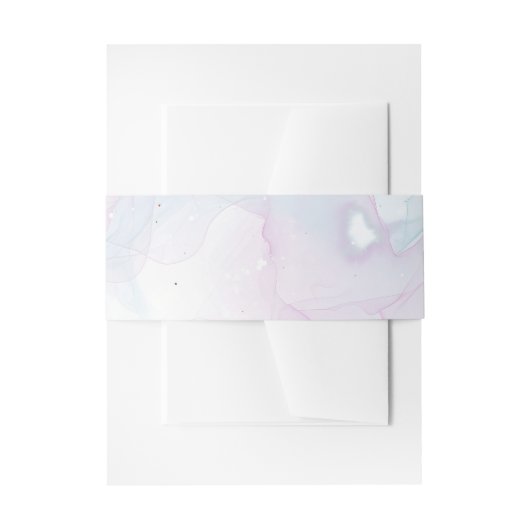 Zachte pastelblauwe, Lila en gouden alcoholinkt Uitnodigingen Wikkel (Voorkant Voorbeeld)