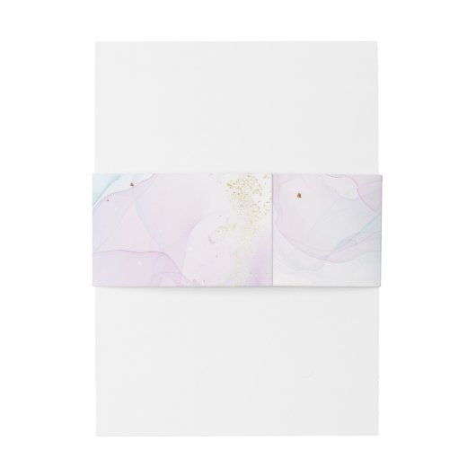 Zachte pastelblauwe, Lila en gouden alcoholinkt Uitnodigingen Wikkel (Achterkant Voorbeeld)