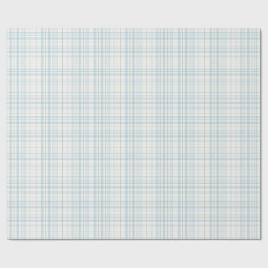 Zachte Pastelblauwe Linnen Plaid Cadeaupapier (Vlak)