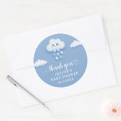 Zachte pastelblauwe wolk 9 jongen baby shower ronde sticker (Envelop)