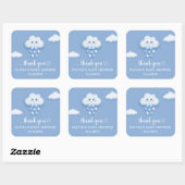 Zachte pastelblauwe wolk 9 jongen baby shower vierkante sticker (Vel)