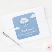 Zachte pastelblauwe wolk 9 jongen baby shower vierkante sticker (Envelop)
