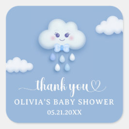 Zachte pastelblauwe wolk 9 jongen baby shower vierkante sticker