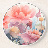 Zachte pastelbloem ontwerp ronde zandsteen Onderze Zandsteen Onderzetter (Voorkant)