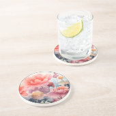 Zachte pastelbloem ontwerp ronde zandsteen Onderze Zandsteen Onderzetter (Zijkant)