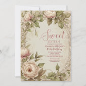 Zachte pastelbloem Waterverf Sweet 16 Kaart (Voorkant)