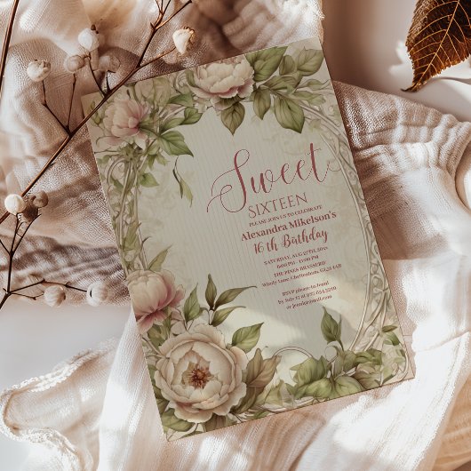 Zachte pastelbloem Waterverf Sweet 16 Kaart