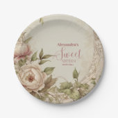 Zachte pastelbloem Waterverf Sweet 16 Papieren Bordje (Voorkant)