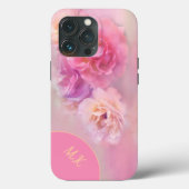 Zachte pastelbloemen monogrammed Case-Mate iPhone case (Achterkant)