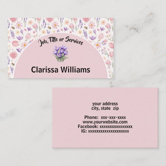 Zachte pastelbloemen visitekaartje (Voorkant / Achterkant)