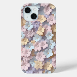 Zachte Pastelbloesem 3D Bloemen Telefoonhoesje iPhone 15 Case