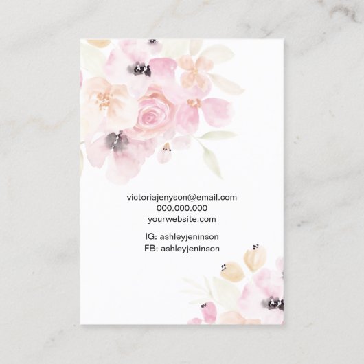 Zachte pastelflorale logo juwelen, die ketting ver visitekaartje (Achterkant)