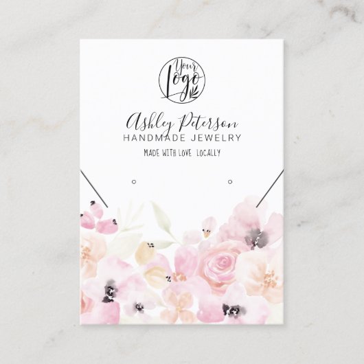 Zachte pastelflorale logo juwelen, die ketting ver visitekaartje (Voorkant)