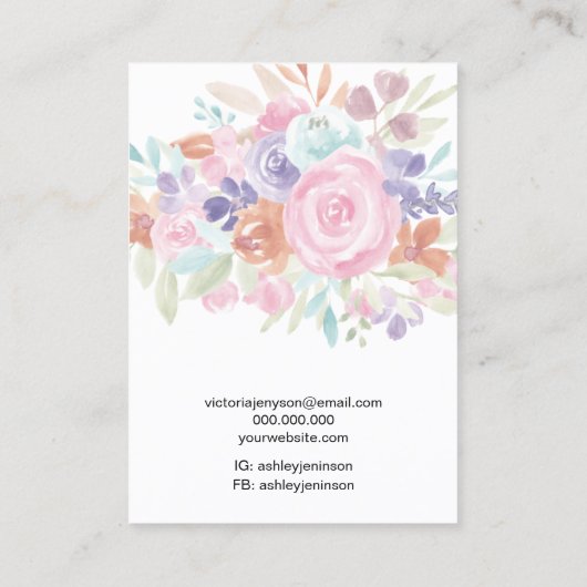 Zachte pastelflorale logo juwelen, die ketting ver visitekaartje (Achterkant)