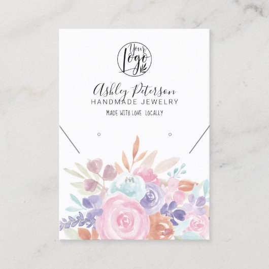 Zachte pastelflorale logo juwelen, die ketting ver visitekaartje (Voorkant)