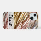 Zachte Pastelglitter Roze, Blauw, Goud & Zilver iPhone 15 Case (Achterkant horizontaal)