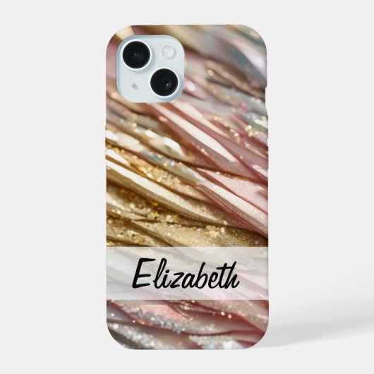 Zachte Pastelglitter Roze, Blauw, Goud & Zilver iPhone 15 Case (Achterkant)