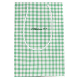 Zachte Pastelgroene Gingham Patroon Medium Cadeauzakje