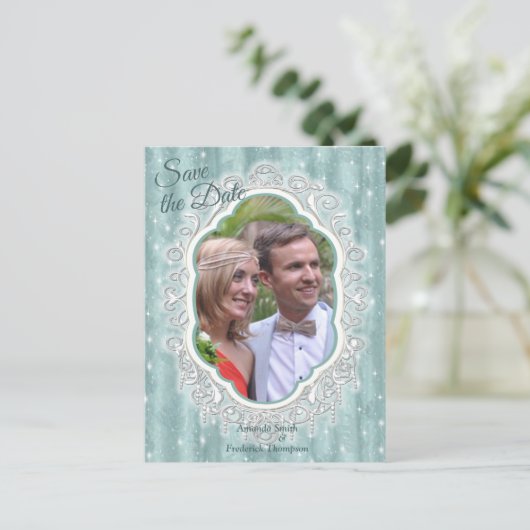 Zachte pastelijns van Sage Green Aankondigingskaart (Staand voorkant)