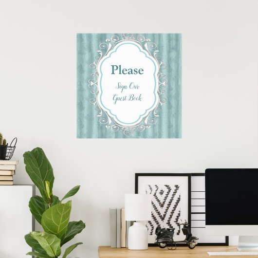 Zachte pastelijns van Sage Green Poster (Thuiskantoor)