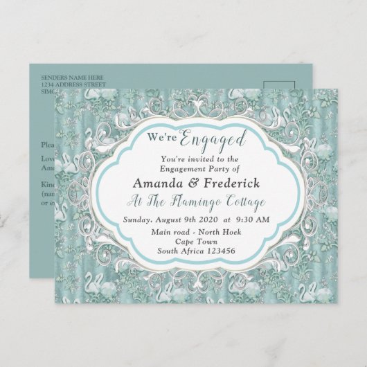 Zachte pastelijns van Sage Green Uitnodiging Briefkaart (Voorkant / Achterkant)