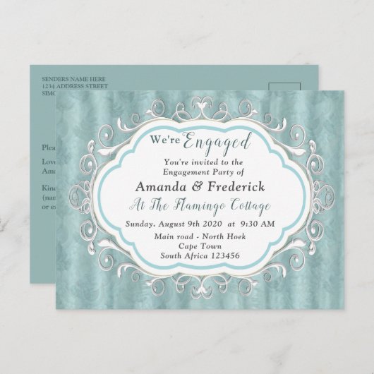 Zachte pastelijns van Sage Green Uitnodiging Briefkaart (Voorkant / Achterkant)