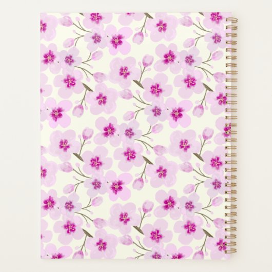 Zachte pastelkersenbloesem bloemen planner (Achterkant)