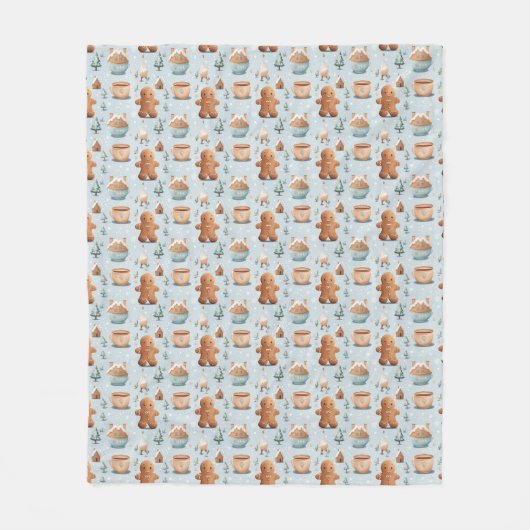 Zachte pastelkleuren Kerst peperkoek man Fleece Deken (Voorkant)