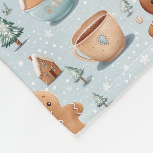 Zachte pastelkleuren Kerst peperkoek man Fleece Deken (Hoek)