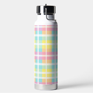 Zachte pastelkleurige karos met geel roze blauw waterfles