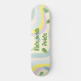 Zachte Pastelkleurige Regenboog Bladeren Esthetisc Persoonlijk Skateboard