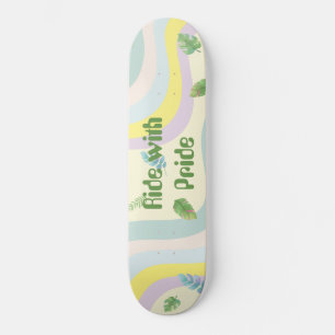 Zachte Pastelkleurige Regenboog Bladeren Esthetisc Persoonlijk Skateboard