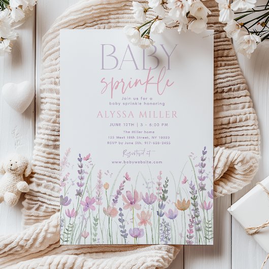 Zachte Pastelkleurige Wilde Bloem Baby Sprinkle Kaart