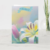 Zachte pastellelie, Bijbelverzen Moeder Liefde Feestdagen Kaart (Achterkant)