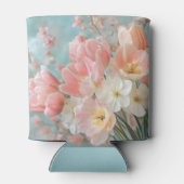 Zachte pastellente bloemen ontwerp delicate bloeme blikjeskoeler (Achterkant)