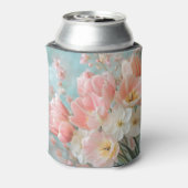 Zachte pastellente bloemen ontwerp delicate bloeme blikjeskoeler (Blikje Achterkant)