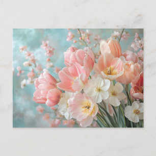 Zachte pastellente bloemen ontwerp delicate bloeme briefkaart